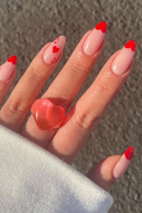 heart shape french tips