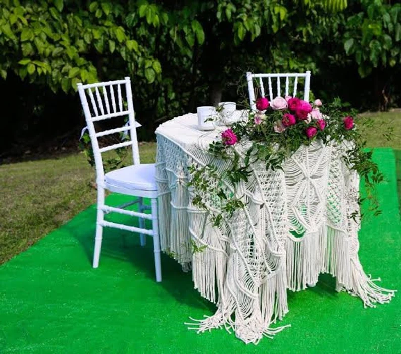 Macrame Table Cloth, Rustic Wedding Table Decor, Wedding Runner