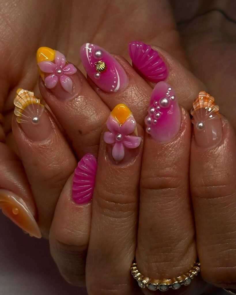 Fun Trendy Short April Nails image Spring Sea Shell