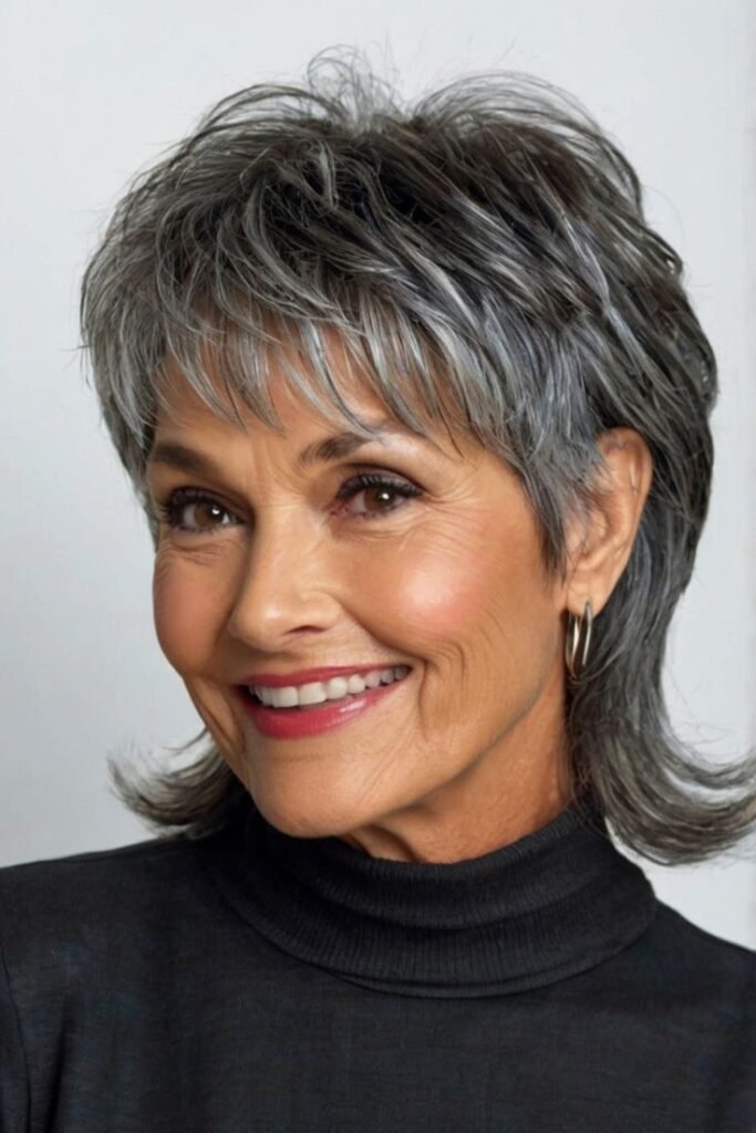 Hair Cuts for Women Over 60 Shaggy Short front bang