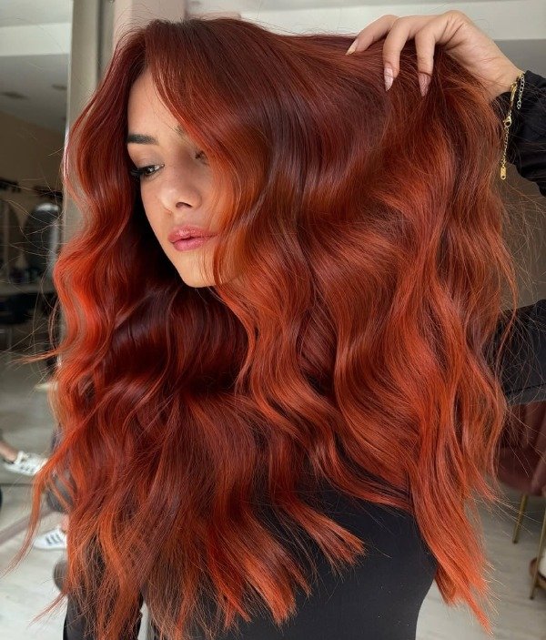 soft waves on red hair for summer