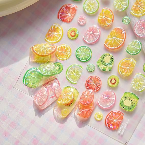 5D Embossed Fruit Nail Stickers for Nail Art Self