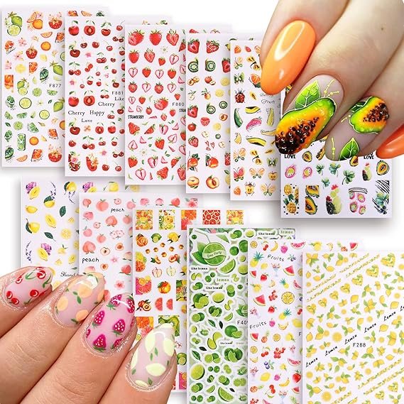 Fruit Nail Art Stickers Decals Summer Colorful Nail Decals 3D