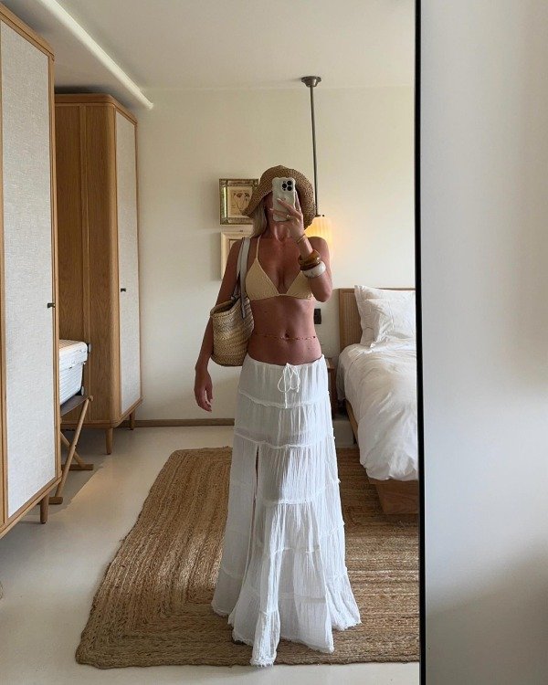 Swimsuit with a Maxi Skirt