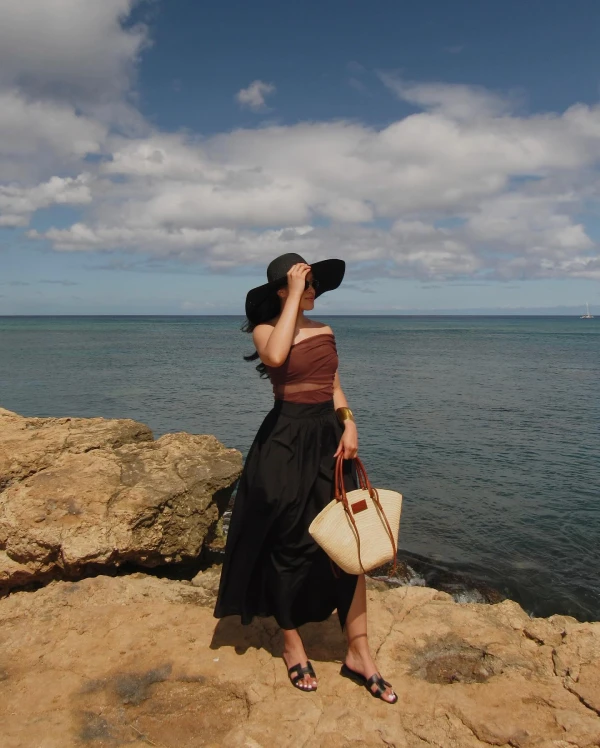 Off-the-Shoulder Top and Midi Skirt for your Jamaica tropical dinner night.
