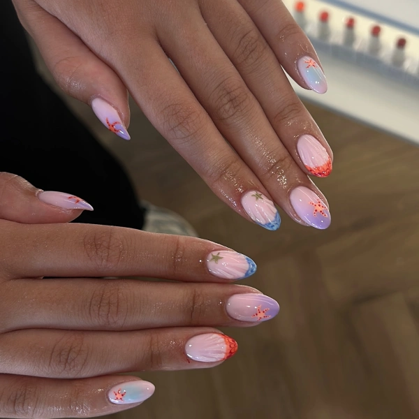 Nails for Disney Lovers, beautiful mermaid design with purple and starfish