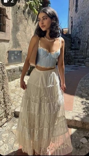 Europe Summer Outfits with long tier skirt