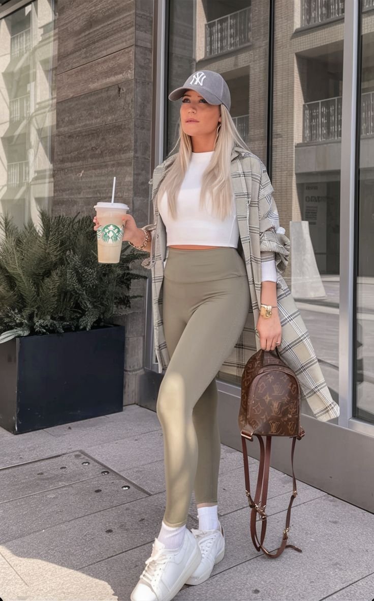 Leggings, White top, and Long shirt