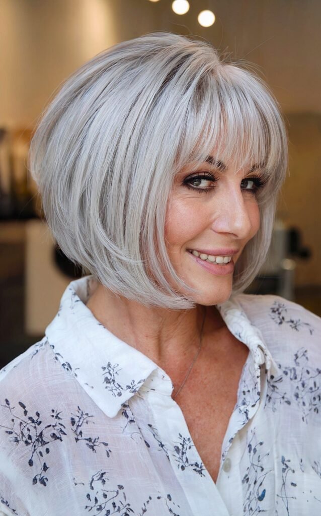 Warm Blonde Short Stack Bob with Face-Framing Layers