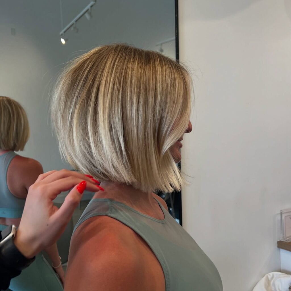 Short Stack Bob Haircut Styled with Texturizing Spray