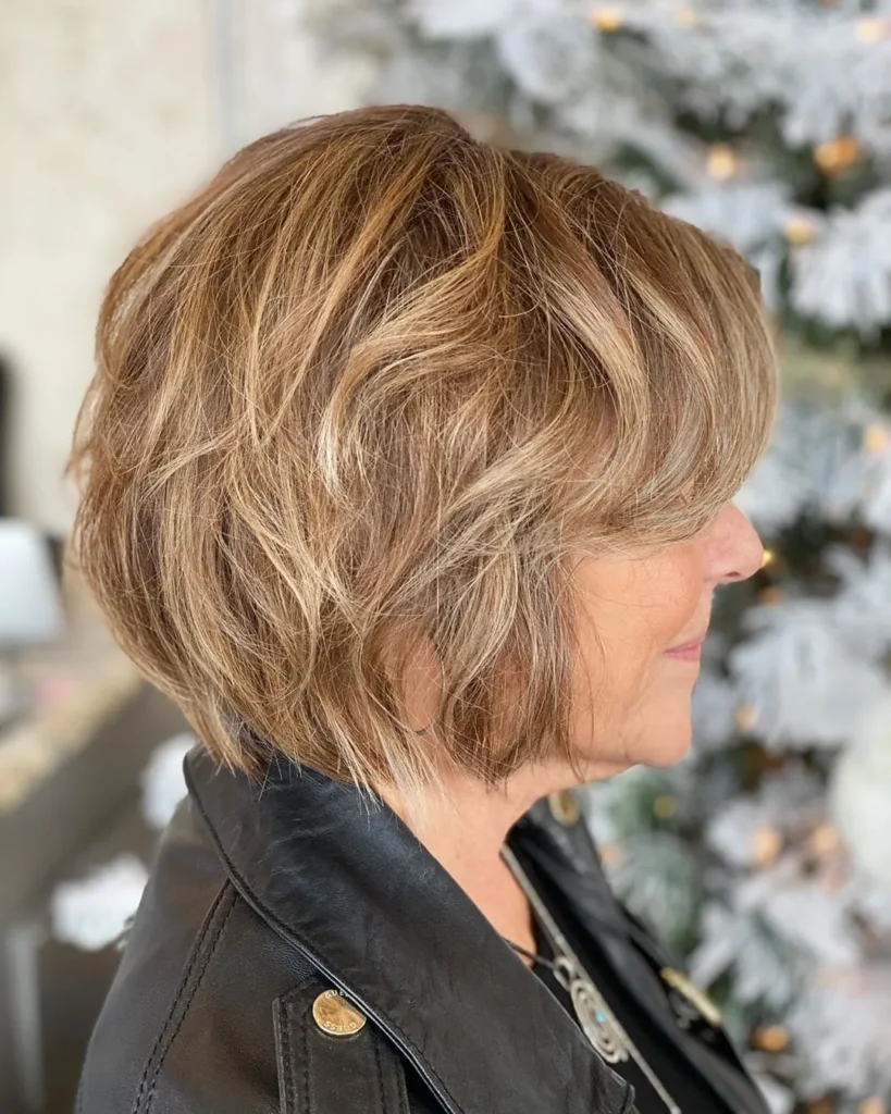 Wavy Textured Short Stack Bob with a Soft Feminine Look