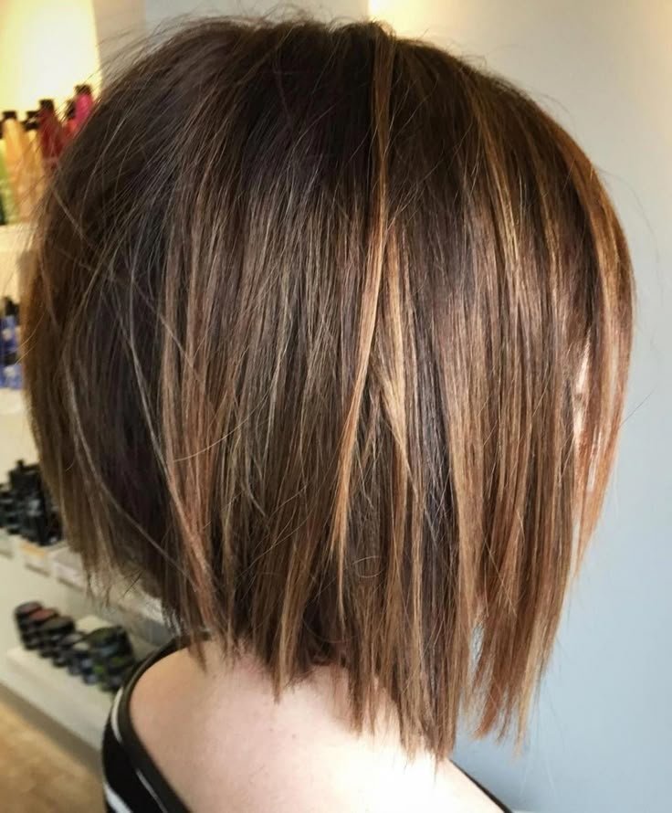 Sleek Straight Short Stack Bob with Polished Finish.