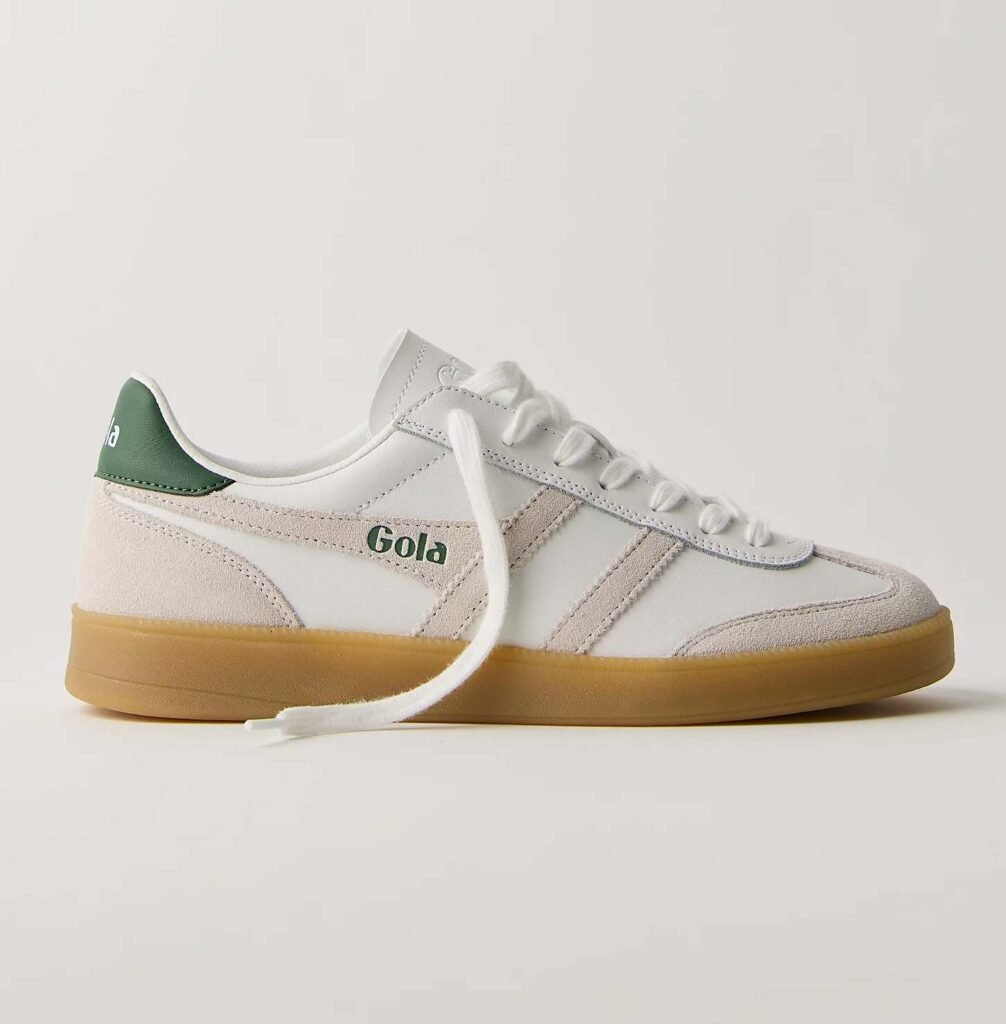 Gola Viper Leather Sneakers in White/Evergreen/Gum