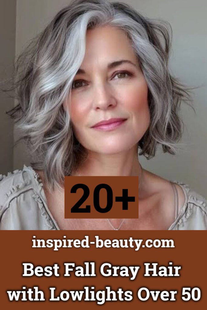 Best Fall Gray Hair with Lowlights Over 50