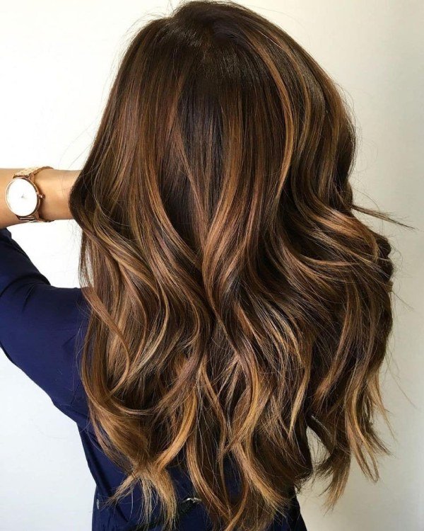 Caramel Highlights on Dark Brown Hair