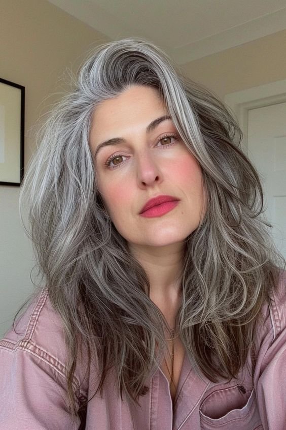 Gray Hair with Lowlights Over 50