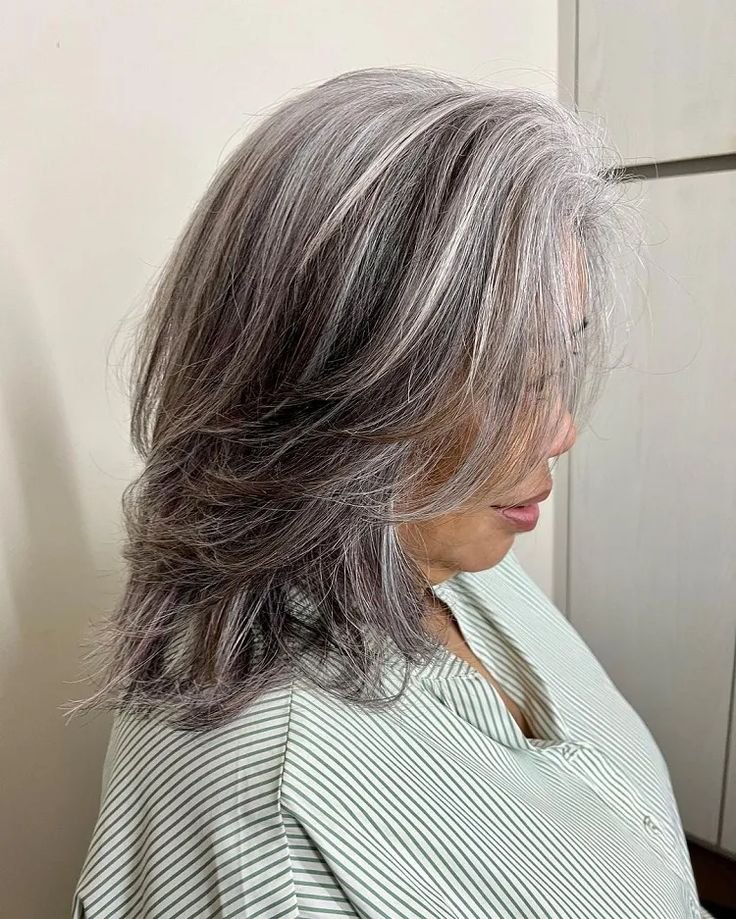 Gray Hair with Lowlights Over 50