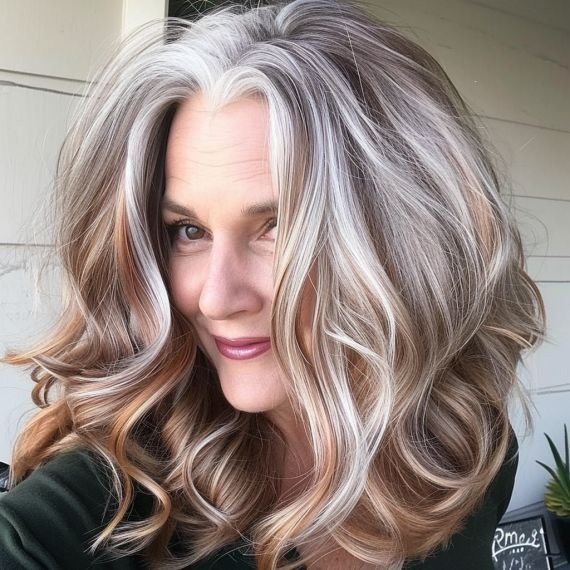 Gray Hair with Lowlights Over 50