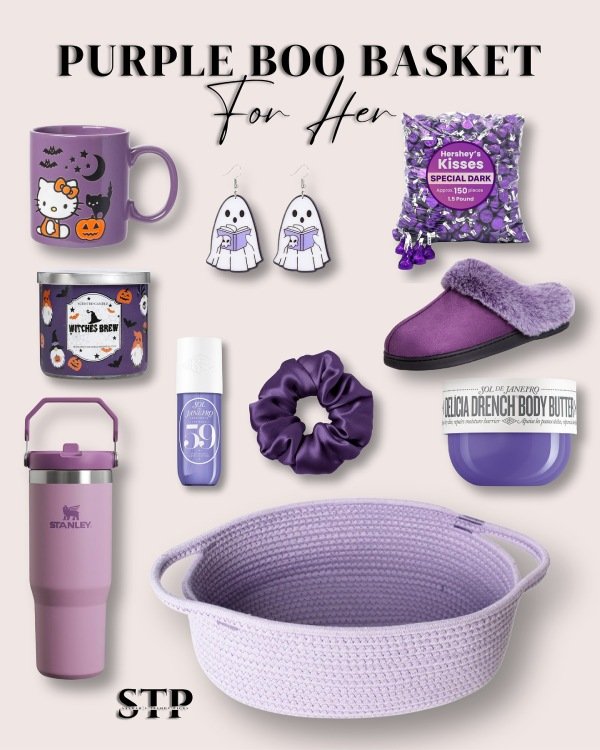purple diy halloween boo basket for her