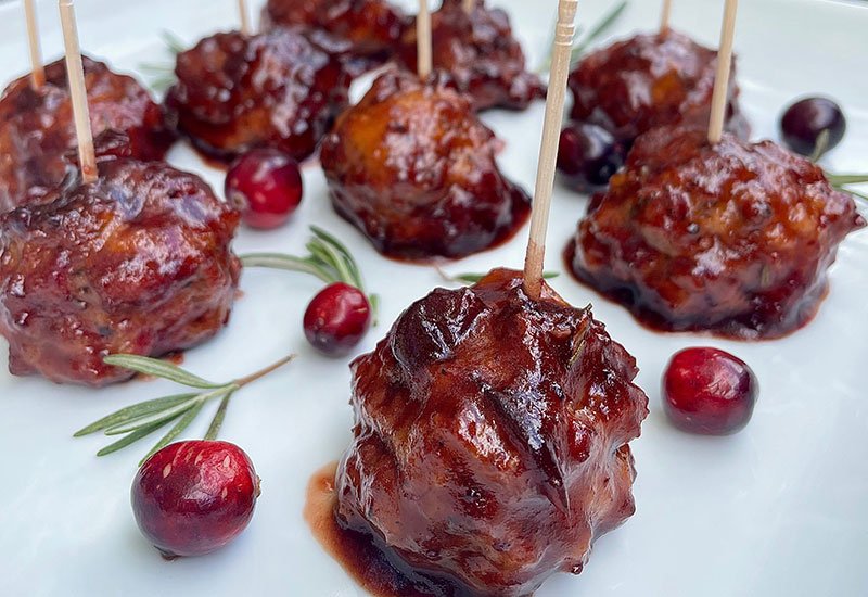 Turkey Meatballs with Cranberry Glaze