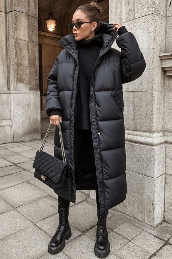 NYC Winter Outfits Stylish black winter puffer coat