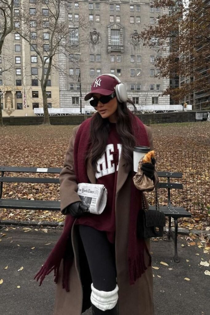 NYC Winter Outfits winter legging with cap and hoodie