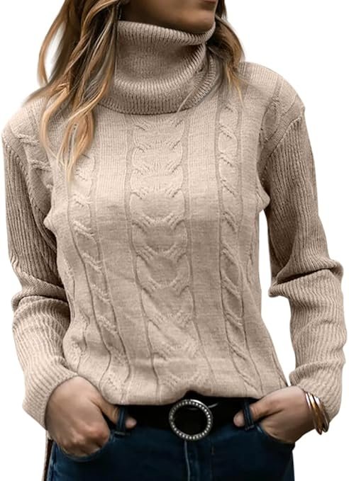 Turtleneck Long Sleeve Cable Knit Sweaters