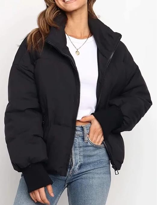 Winter Cropped Puffer Jacket Coat Short Warm Quilted Jacket