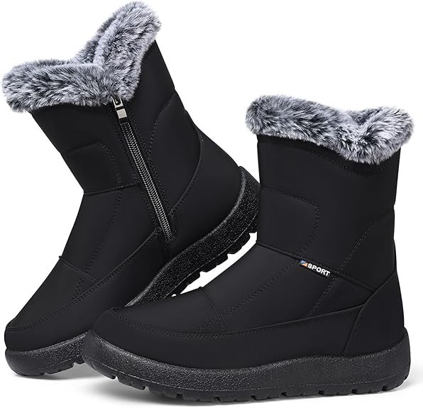 Women's Snow Boots Winter: Waterproof Fur Lined Anti-Slip Ankle Booties