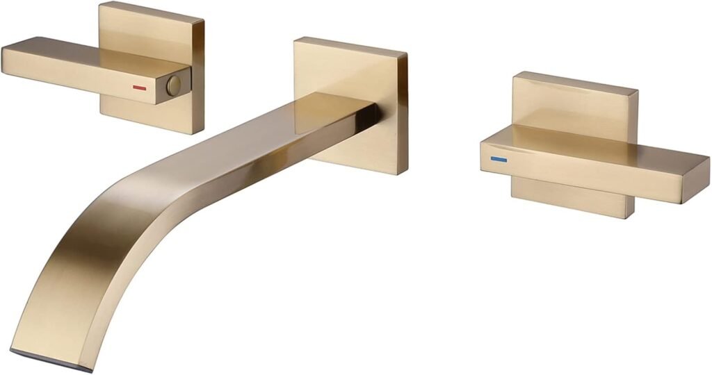 Brushed Brass Wall Mount Bathroom Faucet Brushed Gold Bathroom