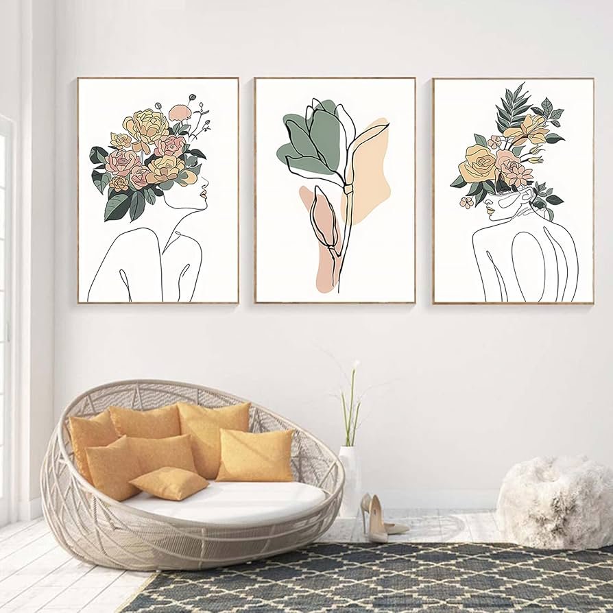 Minimalist Boho Line Art Prints Unframed Modern Flower