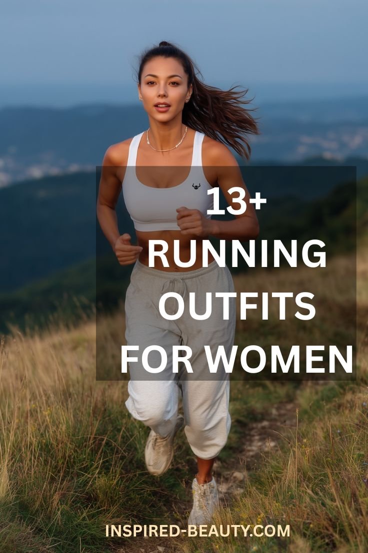 Woamn wearing Running outfit and text overlay 13 Running outfits For Women