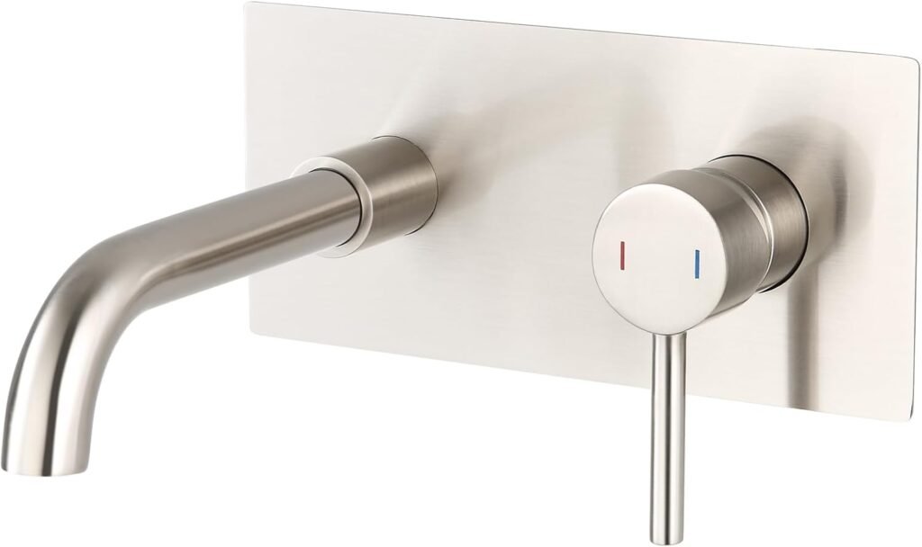 Wall Mounted Bathroom Faucet with 360 Swivel Spout and Rough-in Valve