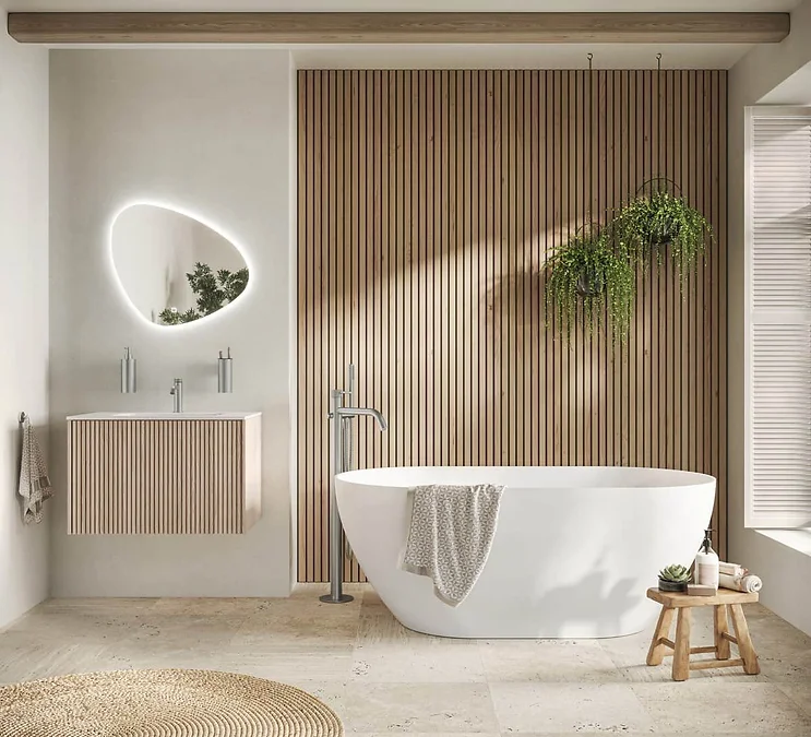 Modern Bathroom Ideas Textured Wall Panels (Fluted or Ribbed)