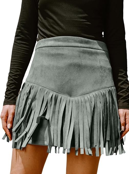 Fringe Skirts Western Cowgirl Terra Cotta High Waist Mini Skirt