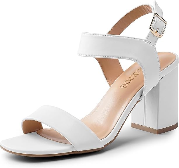 High Chunky Heels Square Toe Block Ankle Strap Dress Comfort Sandals