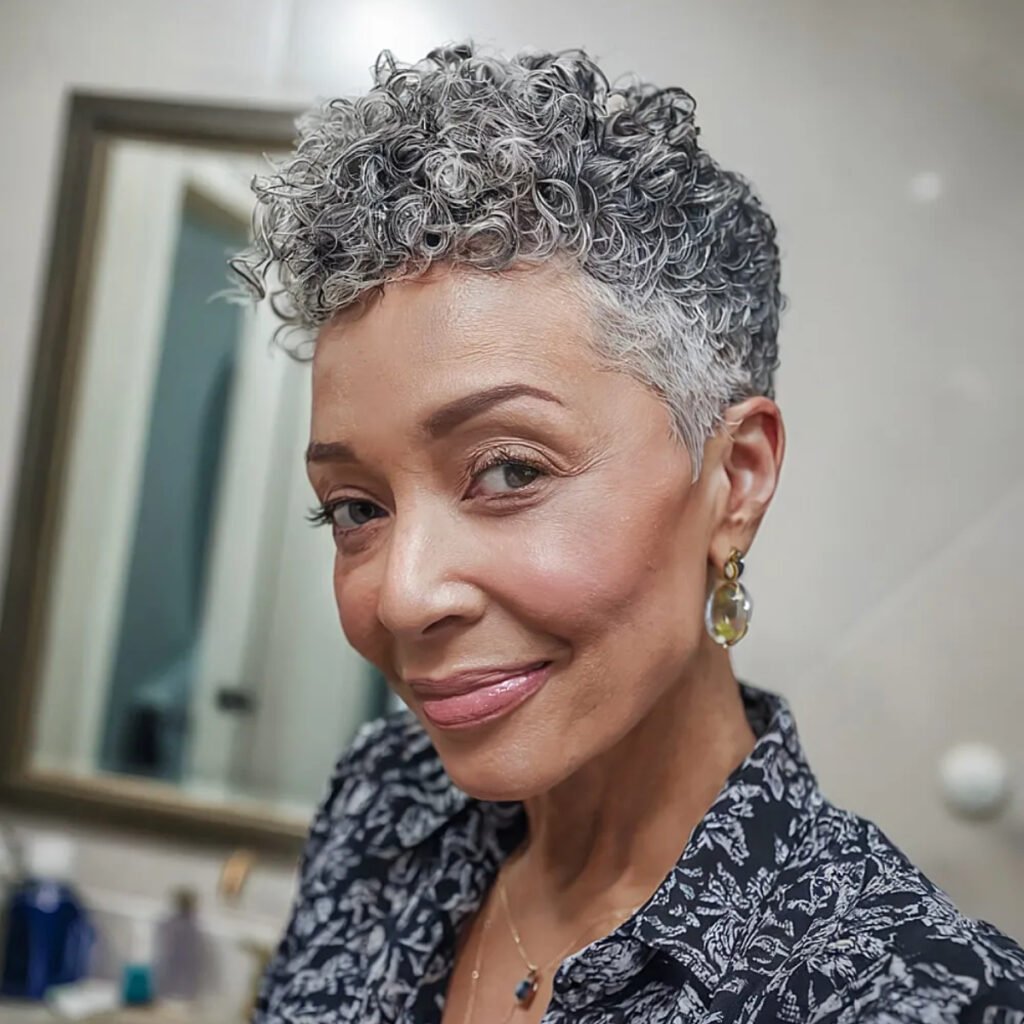 Short Curly Gray Hair Ideas Curly Mohawk Fade