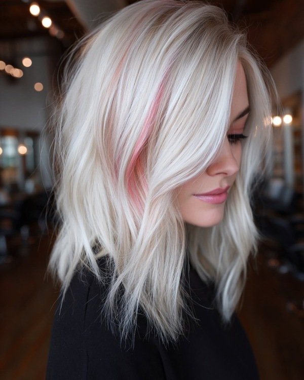 Peekaboo Blonde Hair with Face-Framing Highlights