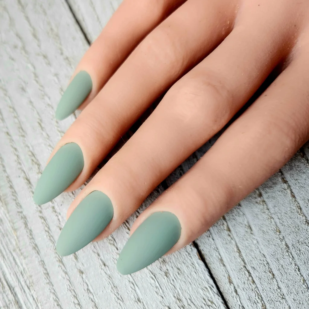 Sage green matte nails
