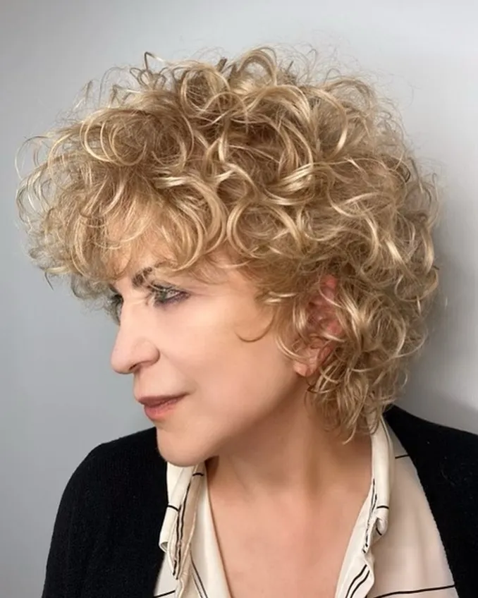 Short Curly Gray Hair Ideas Layered Curly Shag