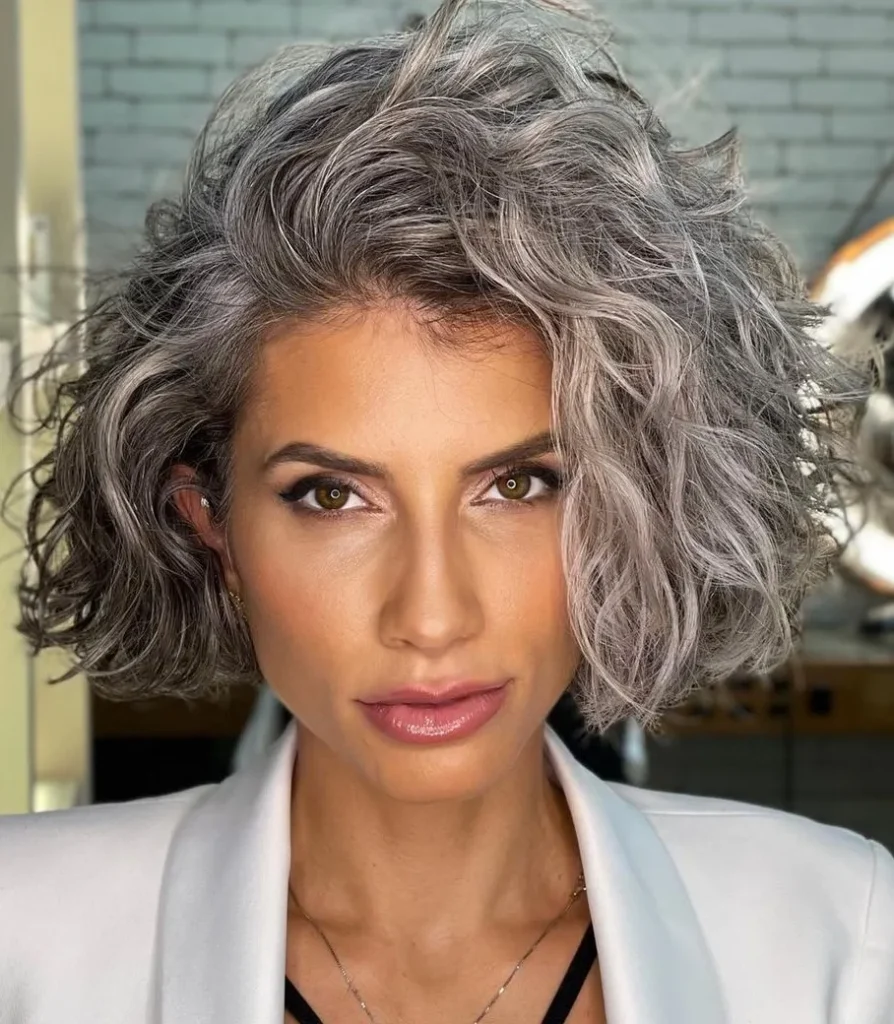 Short Curly Gray Hair Ideas Silver Curly Bob