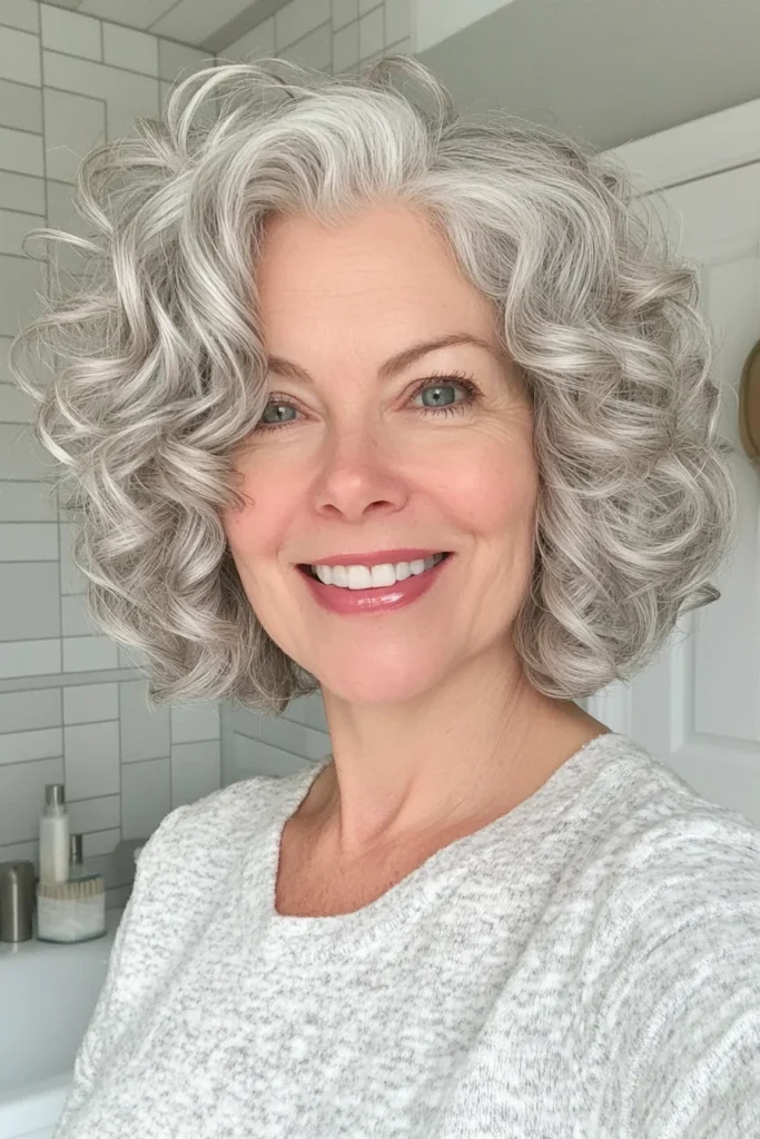 Short Curly Gray Hair Ideas Soft Silver Waves