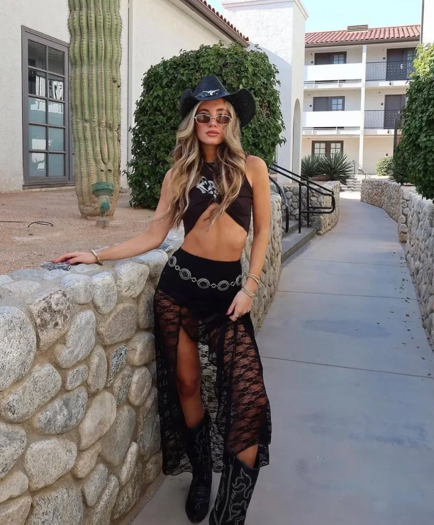 Sheer Black Country Concert Outfit