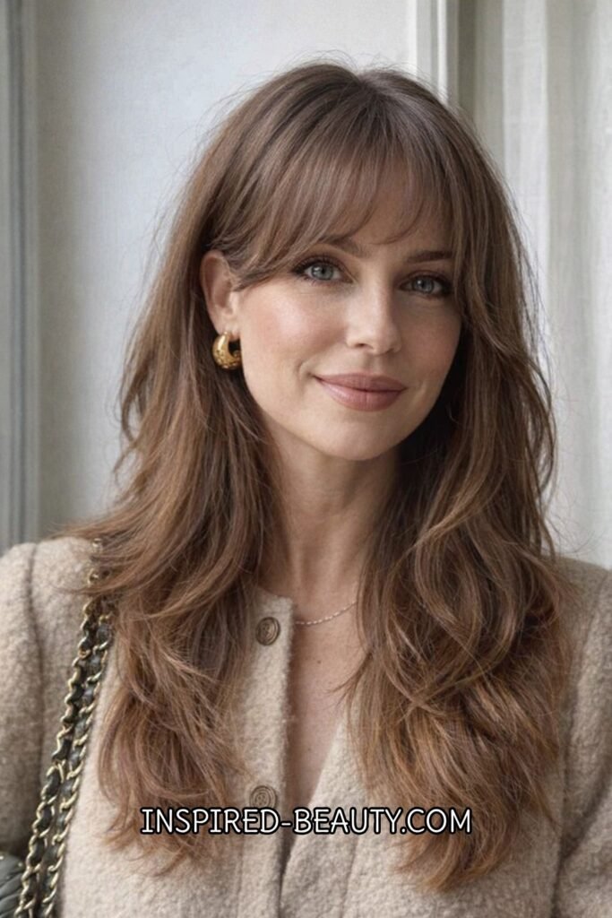 Long Hair with Curtain Bangs OVER 40 WOMEN