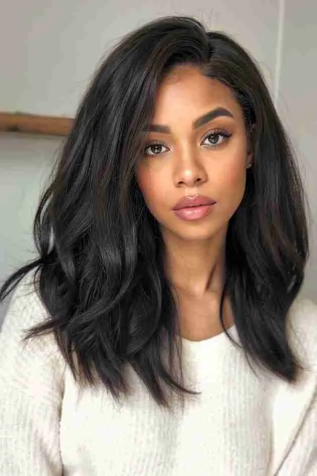 Sleek Center-Part Mid-Length OVER 40 WOMEN