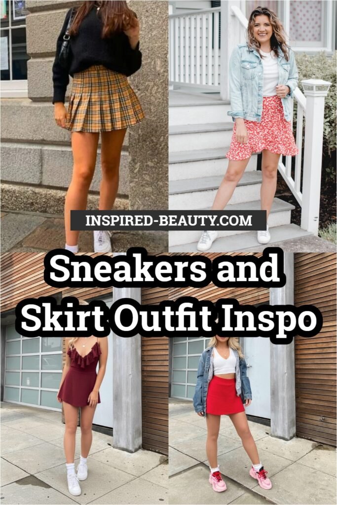 Sneakers and Skirt Outfit Inspo