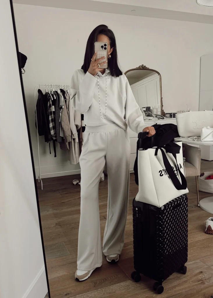 Soft Sweater with Tailored Joggers airport outfit