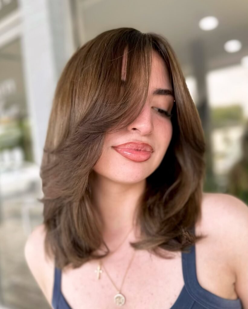 Wavy Lob with Face-Framing Pieces OVER 40 WOMEN