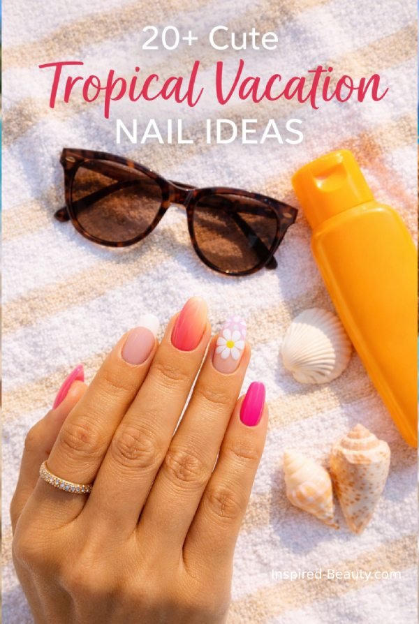 Tropical Vacation Nails that you cna save for later.