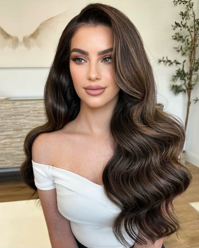 Side-Swept Hollywood Waves graduation hairstyles